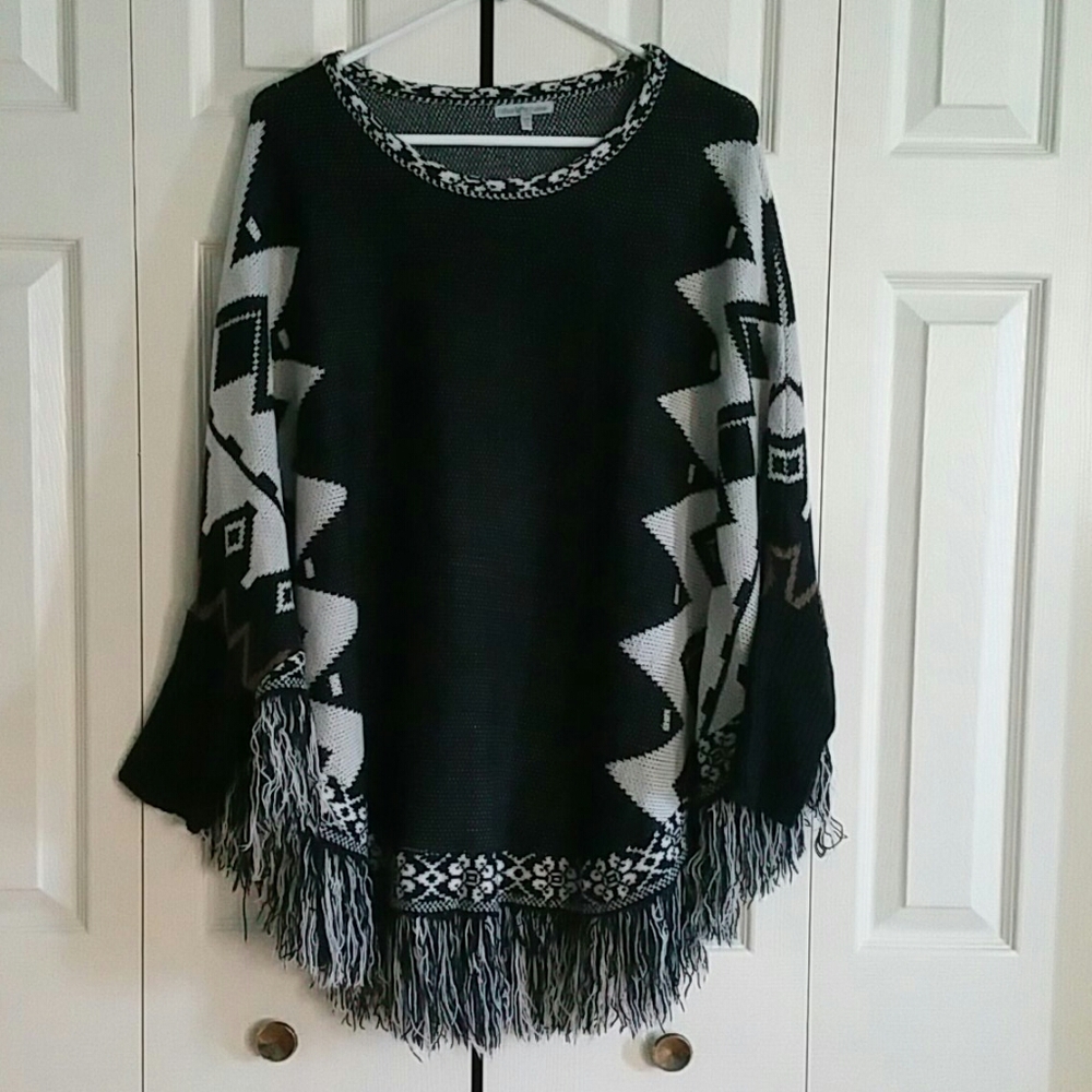 Sweater Knit Sleeved Poncho